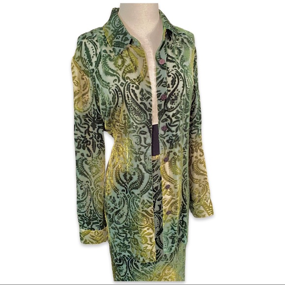 Vintage 1990s Velvet On Silk Maxi Skirt and Blouse, - Picture 15 of 16